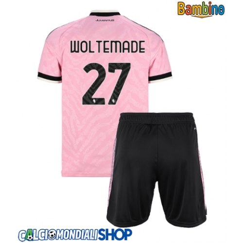 Maglie da calcio Juventus Nick Woltemade #27 Seconda Maglia Bambino 2026-27 Manica Corta + Pantaloni corti)